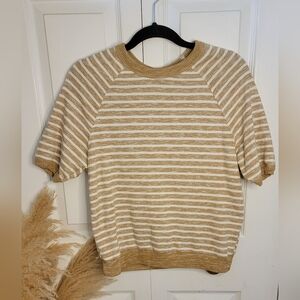 Universal Thread - Woman''s Beige and White Striped Top - Size MEDIUM